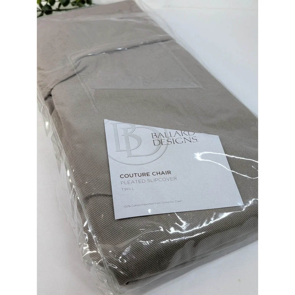 NWOT-READ! $59😍Ballard‎ Designs Couture Chair Slipcover Twill Pleated Taupe